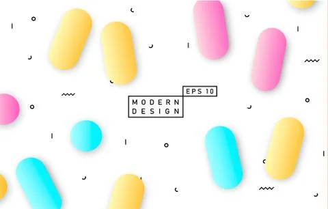 Trendy geometric elements memphis card. Seamless memphis pattern for tissue and Illustrazione stock