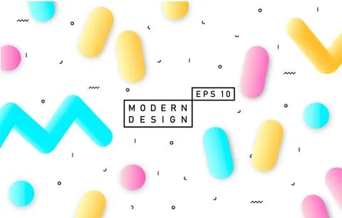 Trendy geometric elements memphis card. Seamless memphis pattern for tissue and Stock Illustration