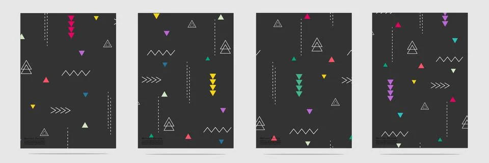 Trendy geometric elements memphis pattern set. イラスト素材