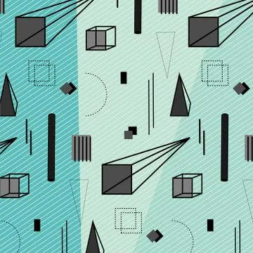 Trendy geometric elements memphis pattern. Stock Illustration