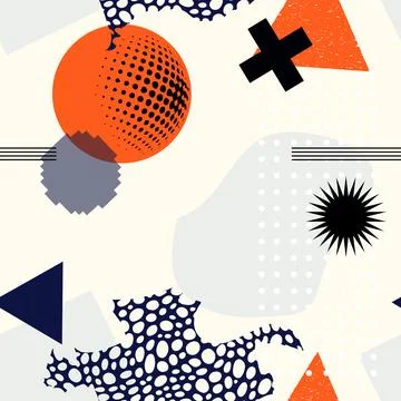 Trendy geometric elements memphis seamless pattern. Modern style texture Stock Illustration