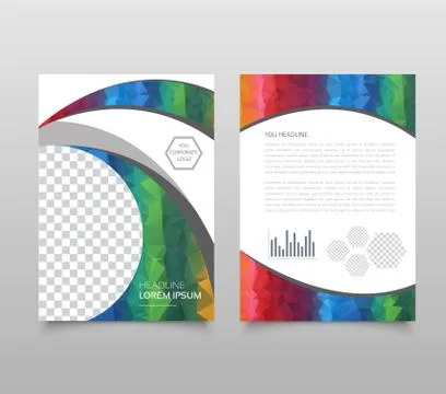 Trendy geometric triangular and other design style brochure cover template mo Stock Illustration