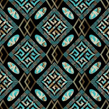 Trendy geometric vector seamless pattern. Black floral background wallpaper w Stock Illustration