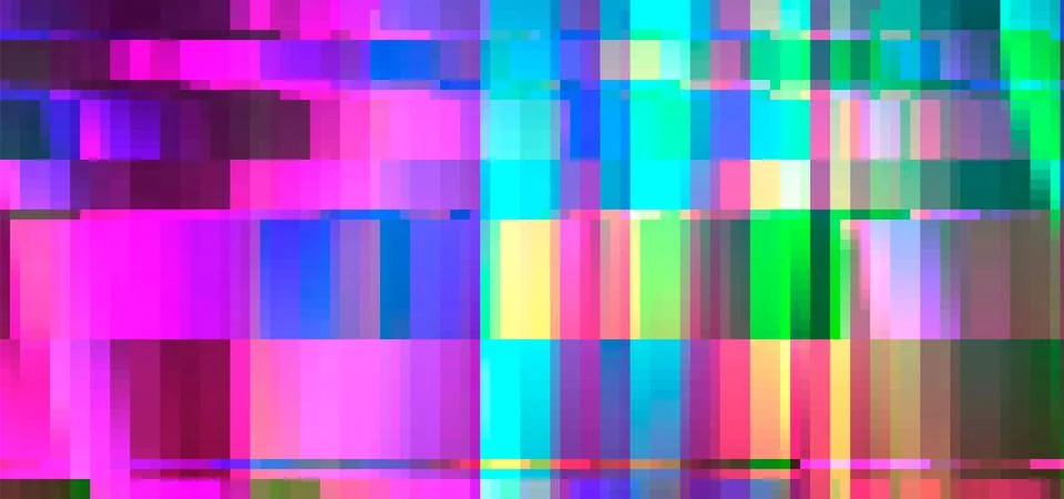 Trendy glitch pattern on dark background. Abstract geometric elements Stock Illustration
