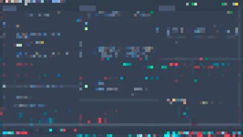 Trendy glitch pattern on dark background. Abstract geometric elements Illustrazione stock