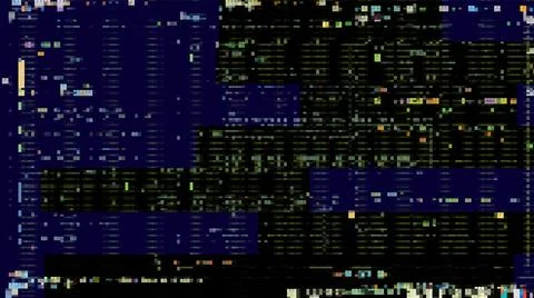 Trendy glitch pattern on dark background. Abstract geometric elements Stock Illustration