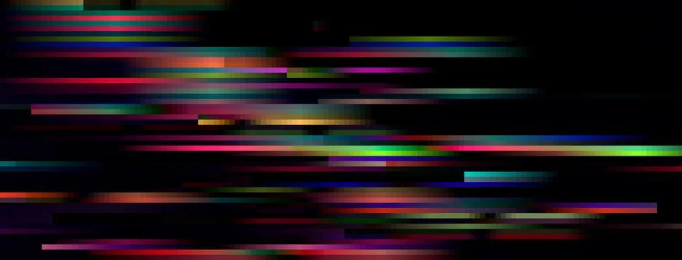 Trendy glitch pattern on dark background. Abstract geometric elements Stock Illustration
