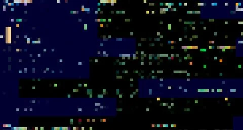 Trendy glitch pattern on dark background. Abstract geometric elements Stock Illustration