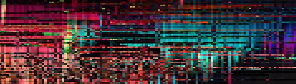Trendy glitch pattern on dark background. Abstract geometric elements Stock Illustration