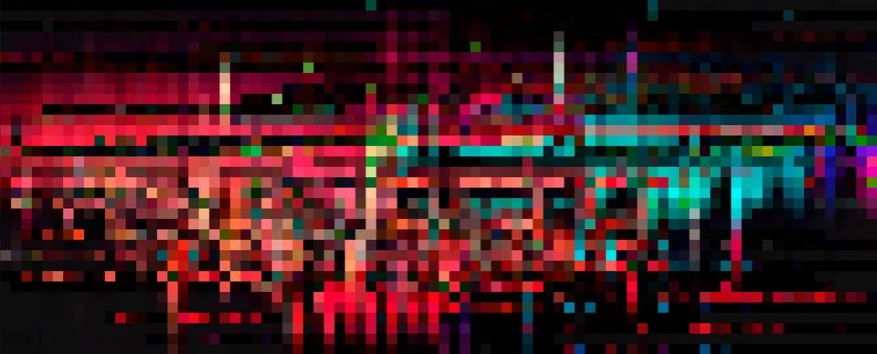 Trendy glitch pattern on dark background. Abstract geometric elements Illustrazione stock