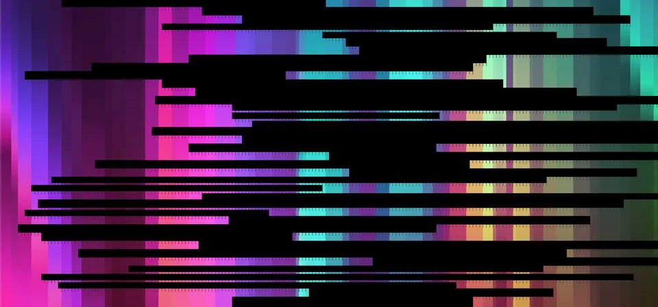 Trendy glitch pattern on dark background. Abstract geometric elements Stock Illustration