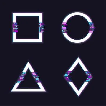 Trendy glitched shapes Stock Illustration