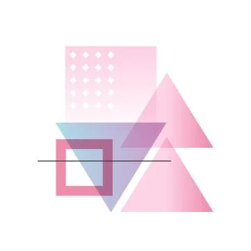 Trendy gradient geometric forms, colorful abstract objects, design for label Stock Illustration