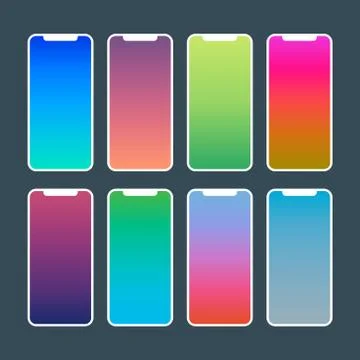 Trendy gradient wallpapers. vibrant swatches for mobile app Stock Illustration