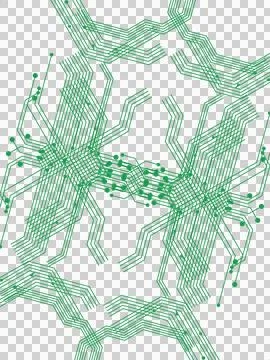 Trendy green technology circuit pattern transparent PNG Stock Photos