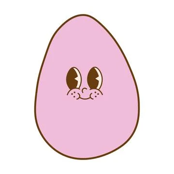 Trendy groovy Easter egg sticker. Happy Easter Day. Funky happy egg charact.. Stock Illustration