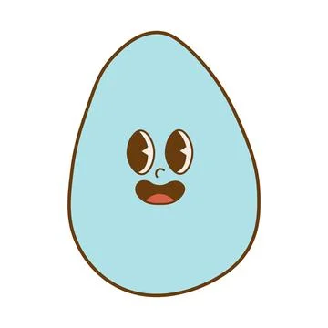 Trendy groovy Easter egg sticker. Happy Easter Day. Funky happy egg charact.. Stock Illustration