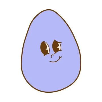 Trendy groovy Easter egg sticker. Happy Easter Day. Funky happy egg charact.. Stock Illustration
