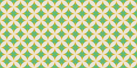 Trendy groovy geometric seamless pattern with round silhouettes, curved lines Stock Illustration