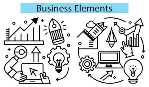 Trendy halftone collage business elements set, Trendy business elements イラスト素材