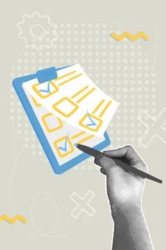 Trendy halftone collage.Planning concept. To-do list and business planning Stock Illustration