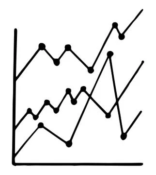 Trendy hand-drawn vector bar graph coordinate net design. Stock Illustration