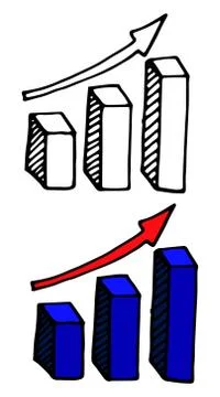 Trendy hand-drawn vector bar graph coordinate net design.Vector illustration Stock Illustration