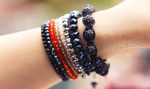 Trendy handmade bracelets Stock Photos