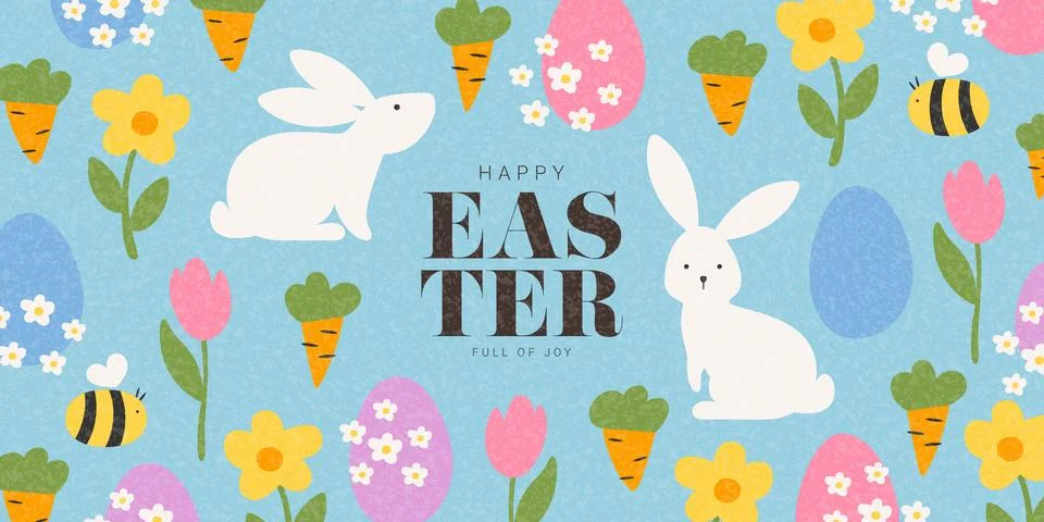 Trendy Happy Easter background Illustrazione stock