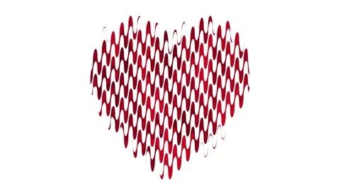 Trendy heart shape animation with moving red waves on the white background Stock Footage 130849776