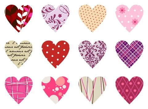 Trendy hearts pattern. isolated on white Stock Illustration