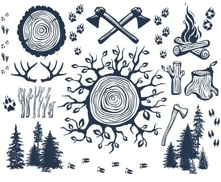 Trendy hipster lumberjack vectr set Stock Illustration