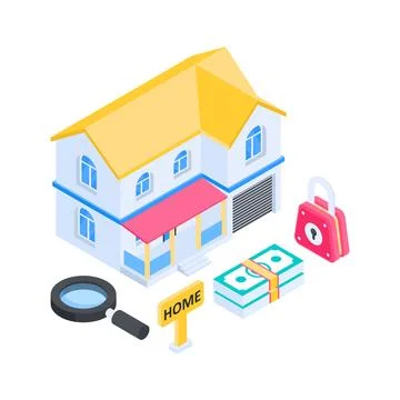Trendy isometric illustration of cloud database and web hosting service. Stock Illustration