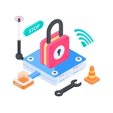 Trendy isometric illustration of cloud database and web hosting service. Иллюстрация