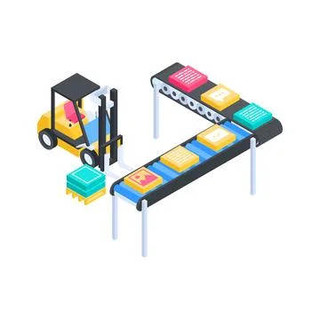 Trendy isometric illustration of computer displaying programming algorithmic 库存插图