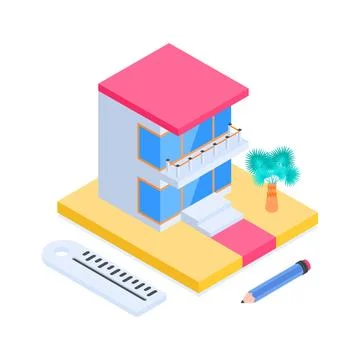 Trendy isometric illustration depicting complex big data analytics and Stock Illustration