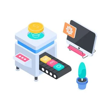 Trendy isometric illustration of html tag showing frontend coding concept. Stock Illustration