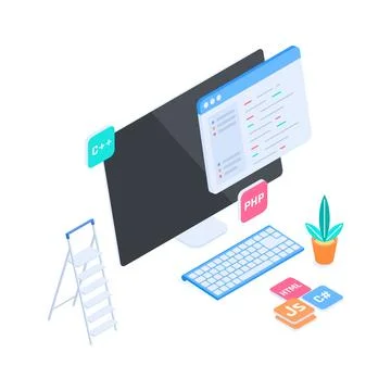 Trendy isometric illustration of study schedule for planning online course Stock Illustration