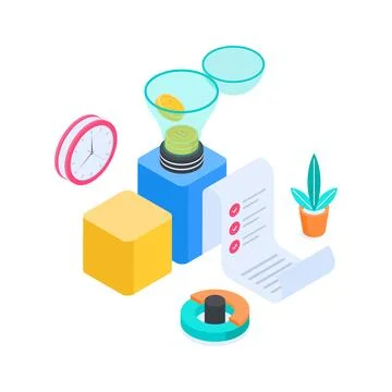Trendy isometric illustration of study schedule for planning online course Stock Illustration