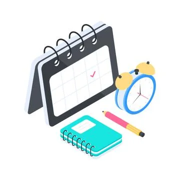 Trendy isometric illustration of study schedule for planning online course Stock Illustration