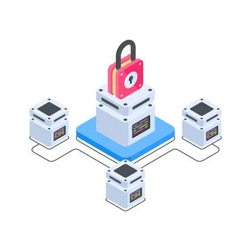 Trendy isometric illustration of web development process and website 库存插图