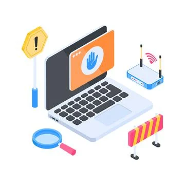 Trendy isometric illustration of web development process and website 库存插图
