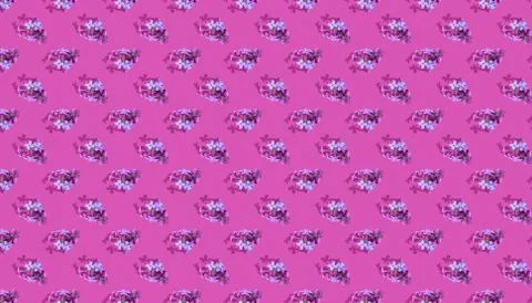 Trendy isometric Seamless continuous pattern with spring lilac flowers. Minim Stock Photos