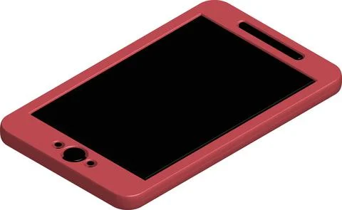 Trendy Isometric Vector Smartphone. Mobile Mock Up vector Stock Illustration