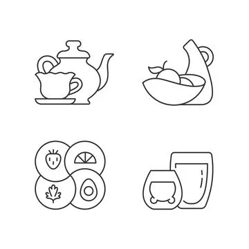 Trendy kitchenware linear icons set Stock Illustration