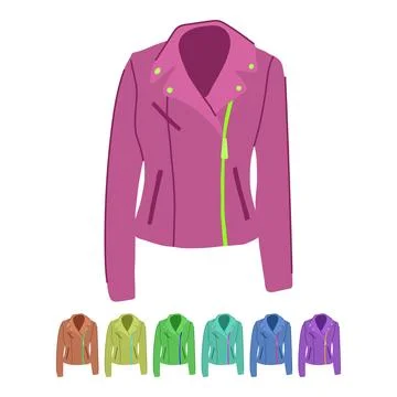 Trendy leather jacket female vector cartoon graphic Stock Illustration