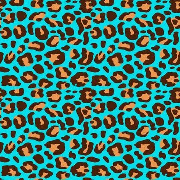 Trendy leopard print vector seamless on blue background. Animal pattern. Illustrazione stock