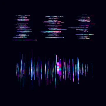 Trendy line art pattern with glitch on dark background. Modern style vector.. Stock Illustration