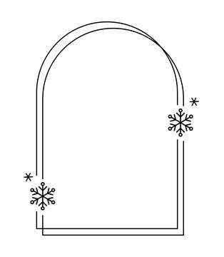 Trendy linear arch frame with snowflake, Modern minimalist aesthetic line ele Stock Illustration