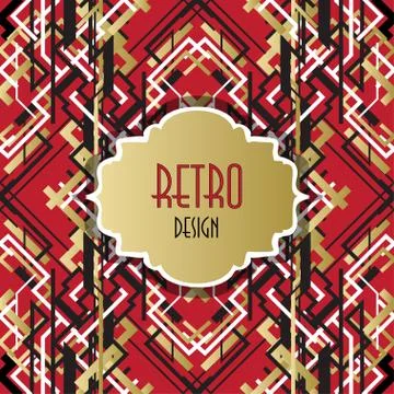 Trendy linear style bright design pattern with retro text  label. Stock Illustration